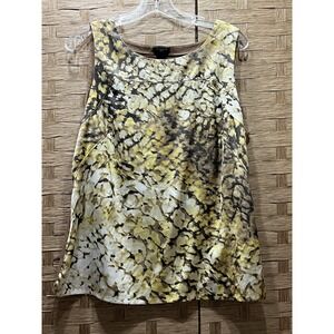 Ann Taylor Women's Dressy Tank Top Sleeveless Blouse Sz L Brown Gray Yellow VGC!
